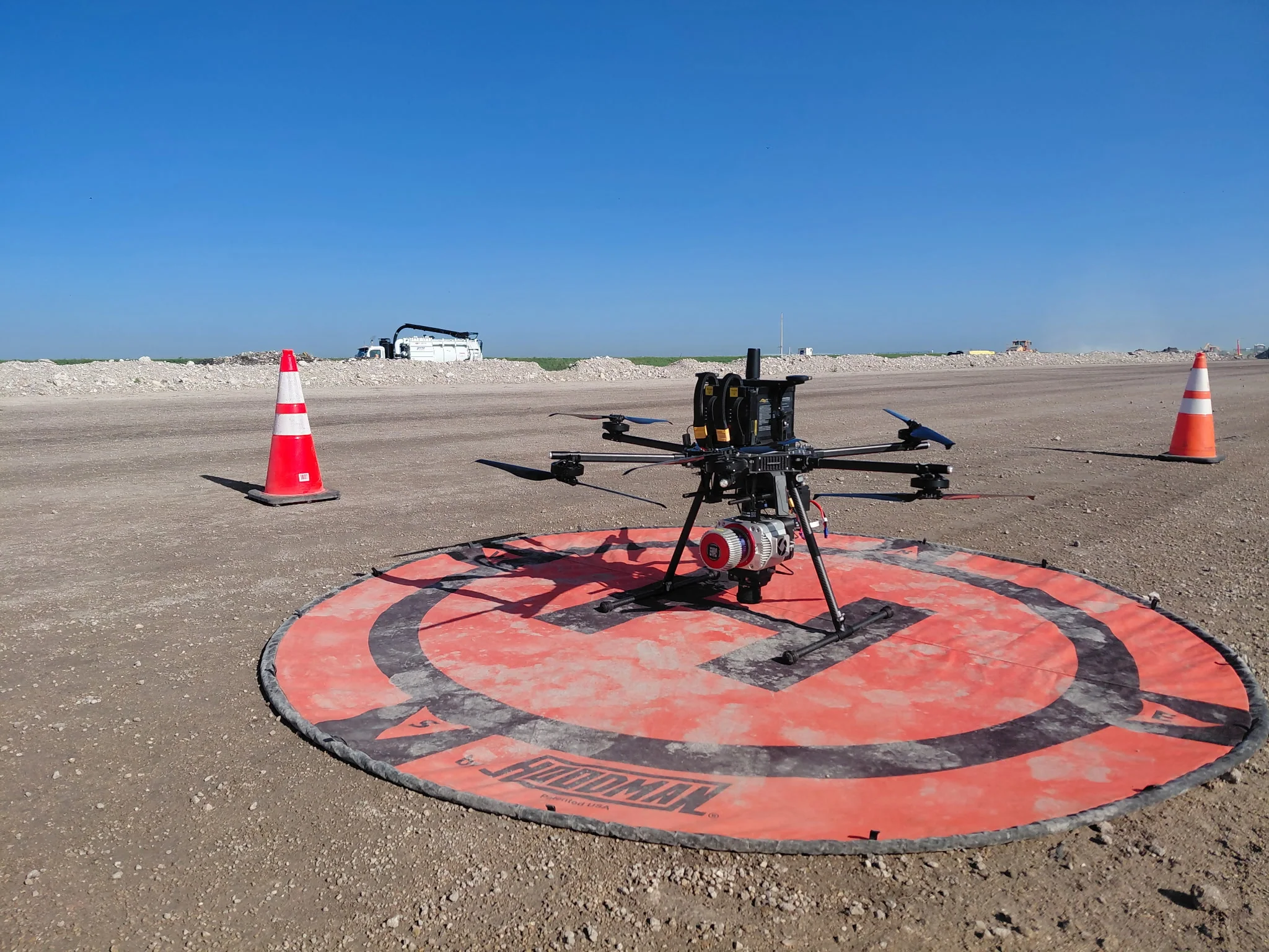 LiDAR-equipped UAV on a field landing pad